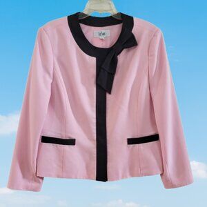 Le Suit Women's 18 Pink & Black Blazer Bow Accent